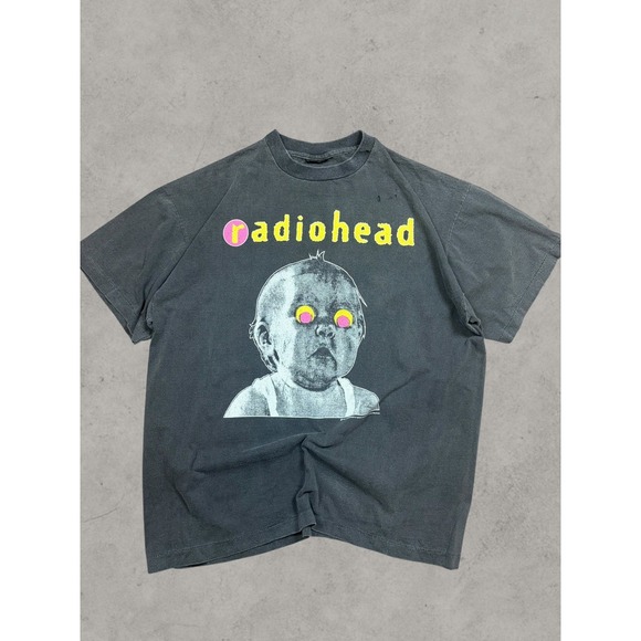 Radiohead Other - Vintage 1993 Radiohead Pablo Honey Tour T-Shirt Brockum Cut Tag Sun Faded Black